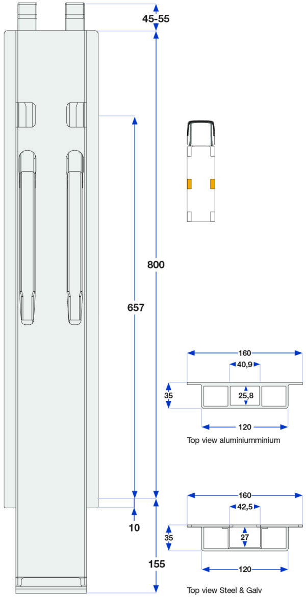 Sidestolpe Kinnetop TIR 1-port